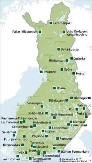 Nemzeti parkok Finnországban (luontoon.fi)